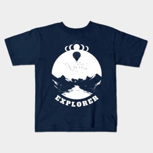 Explorer Design (white print) Kids T-Shirt